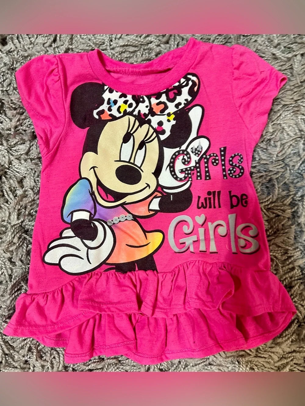 Disney Minnie Mouse Pink and White Short Sleeve Pajama Dresses